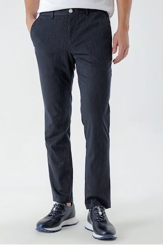 Morven Erkek Lacivert Poliviskon Trend Çizgili Slim Fit Classic Pantolon Lacivert