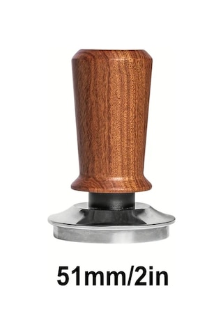 Motion003 51 Mm Espresso El Tampu Kalibreli Spring Yüklü Kahve Tampu Paslanmaz Çelik Dalga Tabanı 13 61kg Ahşap Sapak Barista Sınıfı Ahşap