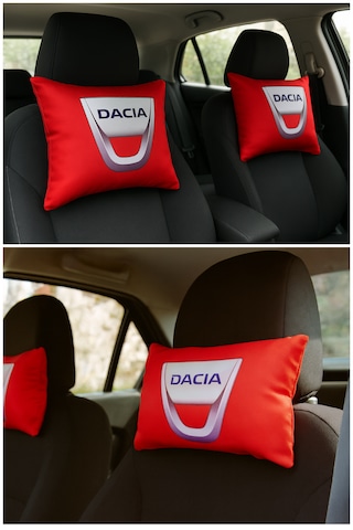 Dacia Logolu Kırmızı Seyahat Boyun Yastığı 2 Li + Araç Ayna Askısı Konforlu Ve Şık Oto Aksesuar Kırmızı