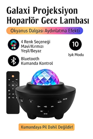 Bluetooth Hoparlörlü Star Projeksiyon Gece Lambası Kumandalı