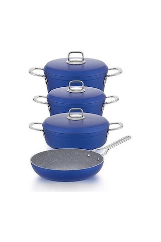 Hascevher Clarissa 7 Pcs Granit Elmas Tencere Seti 1822ten26kar26tv Renk Mavi