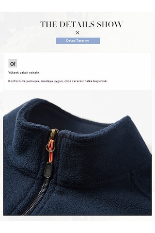 Sıcak Ve Kalın Polar Ceket, Bol Kesim Erkek Ceketi Mavi