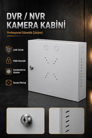 Mn6 Mn110dv Kilitli Metal Dvr Kamera Kabin 45x35x10 Cm Duvar Tipi Güvenlik Kasa Premium Kablo Düzenleme