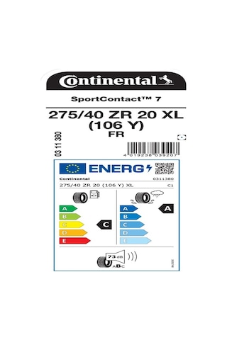 Continental 275/40Zr20 106Y Xl Fr Sportcontact 7 Oto Yaz Lastiği 2026