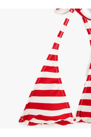 Koton Koton X Şahika Ercümen - Boyundan Bağlamalı V Yaka Çizgili Üçgen Bikini Üstü Kırmızı Çizgili 6sak10299mm
