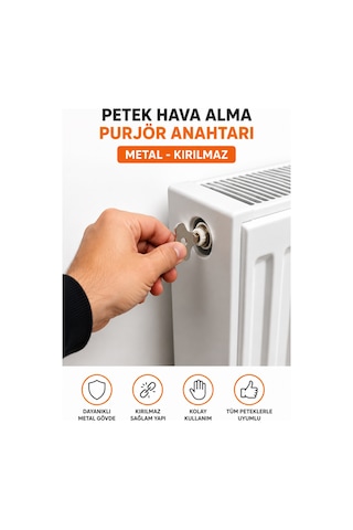 Petek Hava Alma Anahtarı Purjör Anahtarı Metal Kırılmaz Kaliteli Radyatör Hava Alma Aparatı