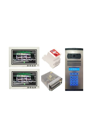 2 Daire Nts 2015-b 7'' Görüntülü Diafon Beyaz-8003 Tuş Takımlı Şifreli Zil Panelli Set