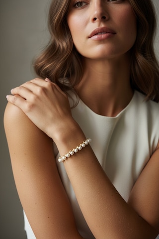 Üç Tırnaklı Doğal İnci Bileklik Sarı