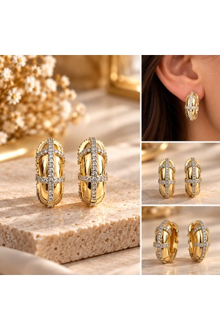 Modern Tasarım Paslanmaz Çelik Küpe Gold Modern Tasarım Paslanmaz Çelik Küpe Gold