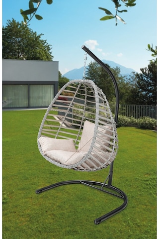 Tu Tienda Rattan Tek Kişilik Bahçe Balkon Ev Salıncağı,beyaz Krem 2