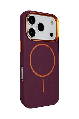Joko Apple iPhone Uyumlu 18 Pro Max Luno Deri Magsafe Kapak - Bordo 00
