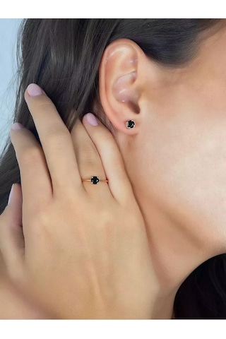 Lair Doğal Siyah Spinel İle Gümüş Halka 271285402 Siyah