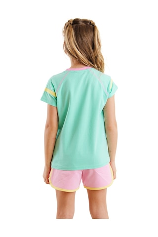 Denokids Kalpler Kız Çocuk T-shirt Şort Takım Çok Renkli