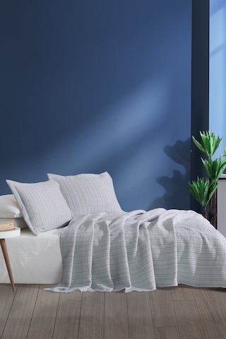 Elart Stripe Yatak Örtüsü Çift Kişilik Gri