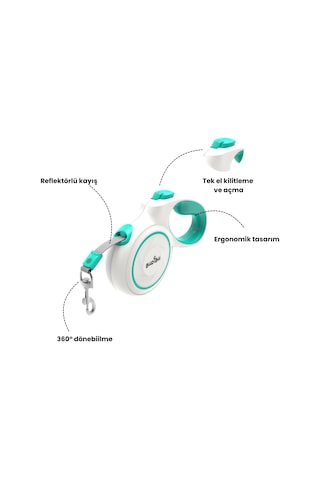 Budibu Makaralı Otomatik Geri Çekilebilen Kedi Köpek Gezdirme Tasması S Max 15 KG