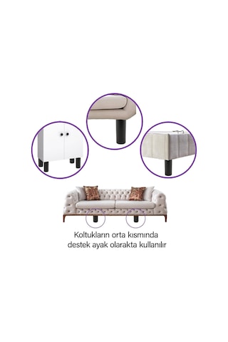 4 Adet Silindir Destek Ayağı 12 Cm Siyah Gizli Ayak Mobilya Kanepe Baza Koltuk Dolap Sehpa Tv Ünitesi Ayağı