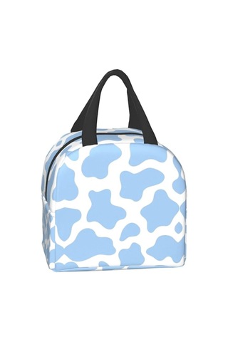 Kadınlar İçin Yalıtımlı Öğle Yemeği Çantası, Soğutucu Çanta Yeniden Kullanılabilir Öğle Yemeği Kutusu Kabı İş Ofis Seyahat Piknik Açık Mavi İnek Hayvan Açık Mavi İnek Hayvan Mutlu --