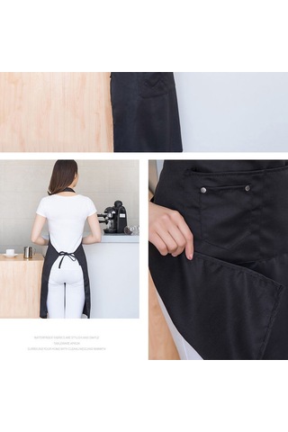 Ön Cepli, Ayarlanabilir, Su Geçirmez Mutfak Önlüğü, Erkek Kadın Şef Barbekü Çizimi Siyah Diğer