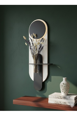 Petunya Ahşap Pilli Ledli İskandinav Tarzı Salon Duvar Rafı Modern Çiçeklik 27 X 90 Cm Paris Grisi - Antrasit