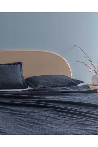 Madame Coco Chantal Tek Kişilik %100 Pamuk Yatak Örtüsü - Lacivert Lacivert