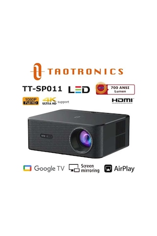 TaoTronics TT-SP011 LED Projeksiyon 1080P Ev Sinema, WiFi, Bluetooth Lisanslı Google TV
