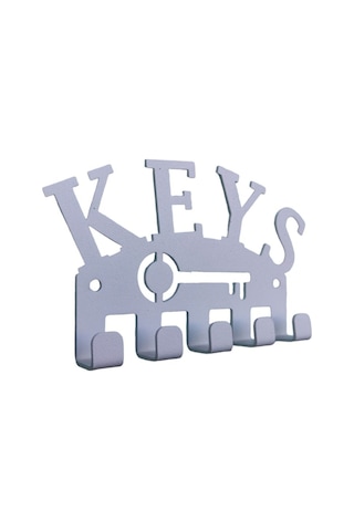 Aju Anahtar Askılığı Keys Yazılı Dekoratif Metal Tasarım Anahtarlık Paslanmaz Hediyelik Beyaz Beyaz