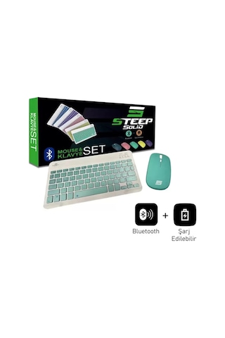 Steep Solid Magic Yeşil Şarjlı Bluetooth Klavye Mouse Set Optik
