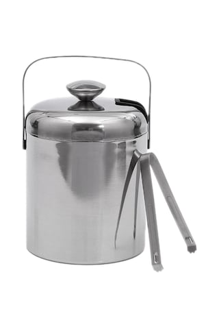 Homyl 1,3 L Buz Kovası + Maşa Ve Kapak Yalıtımlı Çift Gümüş