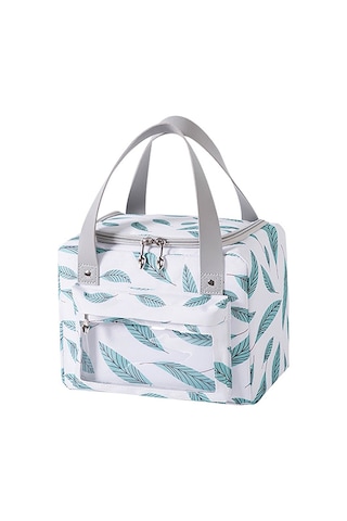 Cbtx Yalıtımlı Öğle Yemeği Çantası Polyester Açık Piknik Kamp Yiyecek Saklama Çantası Çanta - Beyaz + Yaprak Beyaz