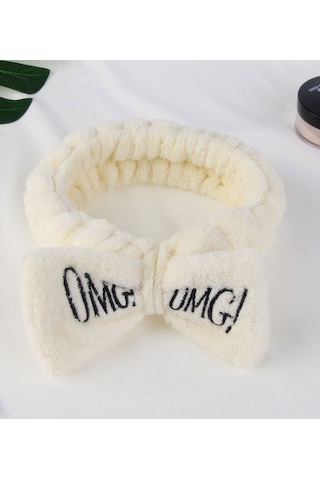 Toyaş Omg Peluş Bandana Makyaj Spa Saç Bandı Beyaz Çok Renkli