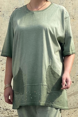 Mia Butik Büyük Beden Verona Yeşi Keten Takım Yeşil