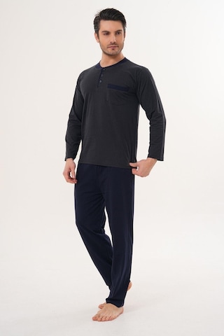 Markalinda 3126 Füme %100 Pamuk Büyük Beden Erkek Pijama Takımı Füme