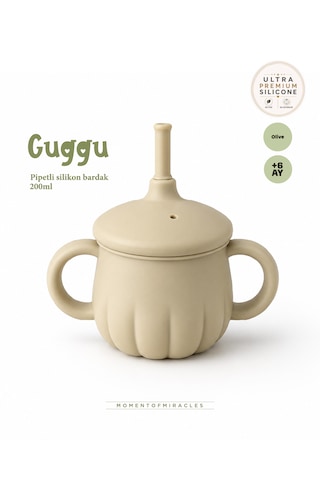 Tgm Baby Guggu Ultra Premium Silikon Pipetli Alıştırma Bardağı 200 Ml Açık Yeşil