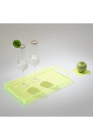 Vasa Neon Pleksi Tepsi Yeşil 35x20 Cm Çok Renkli
