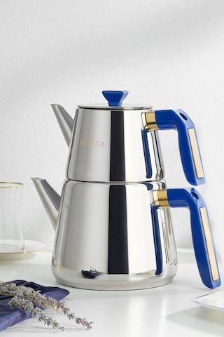 Karaca Piramit Midi Medium Dark Blue Çaydanlık Takımı