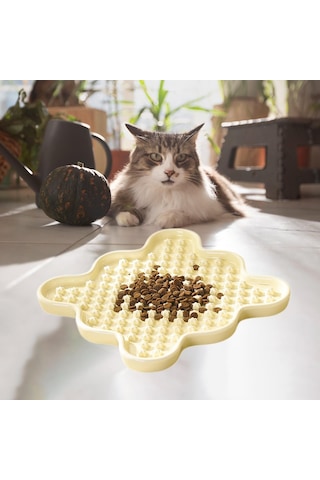 Suntek Köpek Yavaş Besleme Kabı Taşınabilir Evcil Beyaz