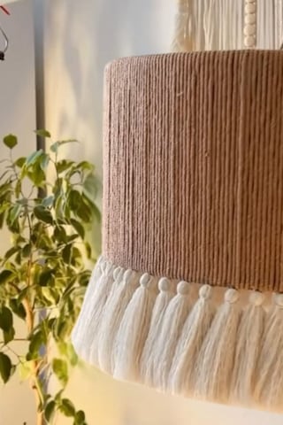 Aydınlatma Bohem Jüt Dolama Makrome Püsküllü Davul Avize Çok Renkli