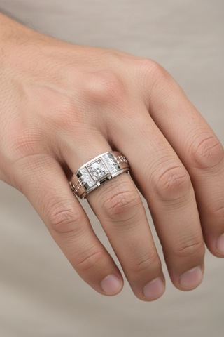 0,36 Ct Pırlantalı Platin Erkek Yüzük