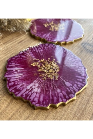 Tekli Epoksi Bardak Altlığı - 115 Mor