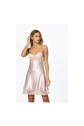 Pierre Cardin 4075 Saten Gecelik Sabahlık Takım - Pudra Pudra