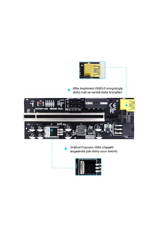 Unichrome V009C Plus Pcı-E X1 To X16 Riser Ekran Kartı Yükseltici 4 Adet
