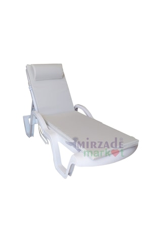 Mirzademarket Şezlong Minderi Lüks Su Geçirmez Kumaş Fermuarlı-Krem