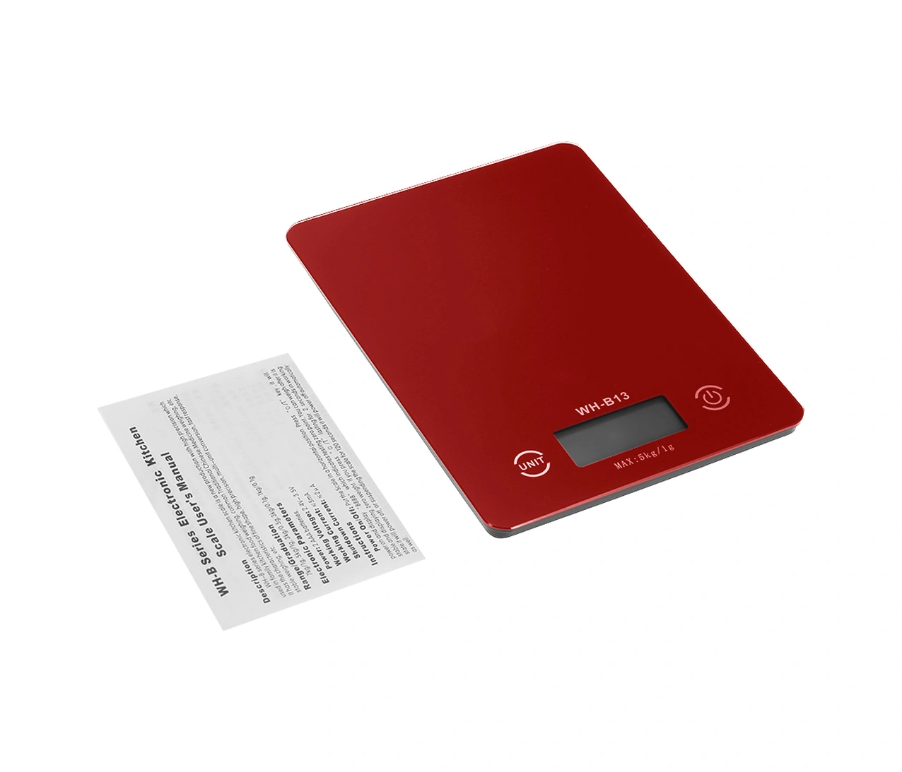 Geeroyoo Kırılmaz Cam Dokunmatik Ekranlı Mutfak Terazi - 5kg Hassasiyetli, Lcd Arka Işıklı, Çeşitli Birimler, Otomatik Kapatma, Kırmızı Kırmızı