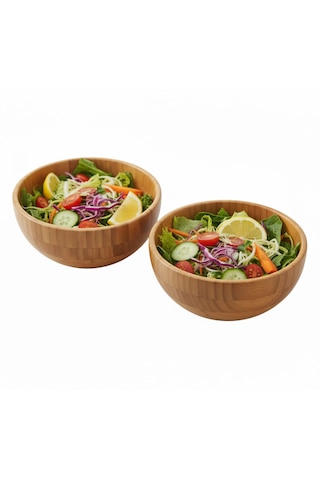 Bambu Yuvarlak Çerez Kasesi Bambu Kase 2 Adet 11.5cm X 7cm Bambu