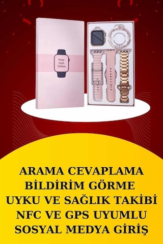 Wireless Şarjlı Akıllı Saat Ve Dijital Göstergeli Kablosuz Bluetooth Kulaklık Nabız Ölçer 3 Farklı Kordon, Bileklik