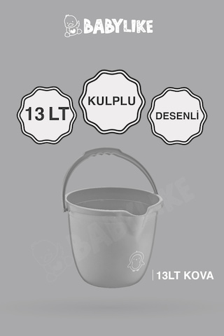 Çocuklar İçin 2'li Banyo Seti- Kulplu Kova & Oluklu Maşrapa Gri Gri