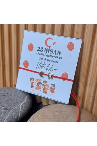 Uretti - Özlem 9422 - 4015 Ay Yıldız Temalı 5'li Paket 23 Nisan Çocuk Bilekliği - Gold Renk Sarı