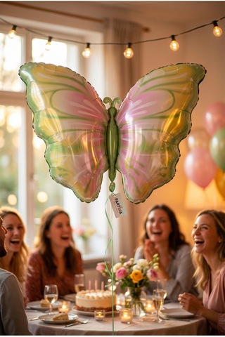 Sarı Yeşil Kelebek Folyo Balon 82x52 Cm Kelebek Temalı Doğum Günü Parti Süsü Çok Renkli