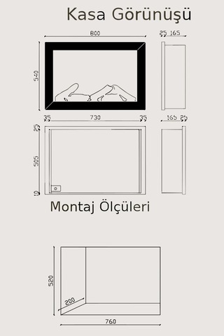 Magel 80 Elektrikli Şömine - Isıtıcısız, Metal Çerçeveli, Tek Ren