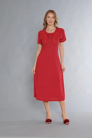 Klasik Dantel Detaylı Kısa Kollu Şık Zarif Gecelik Flz 38-31 Kırmızı